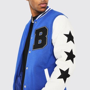 Men's Blue White Varsity <b>Jacket</b> Letter B Embroidered Patch <b>Stars</b> Preppy Style Baseball <b>Jacket</b> Regular Fit Autumn Wear - Product Image 5