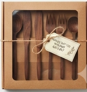 Ensemble de couverts en bois moderne, fourchette, cuillère, couteau, design minimaliste, finition mate, réutilisable, pour le camping et l'hôtellerie - Product Image 5