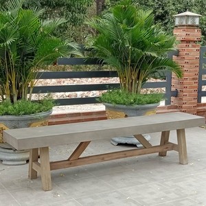 Banco de Hormigón Ligero y Ecológico con Patas de Madera para Interiores y Exteriores, Muebles de Jardín - Product Image 5