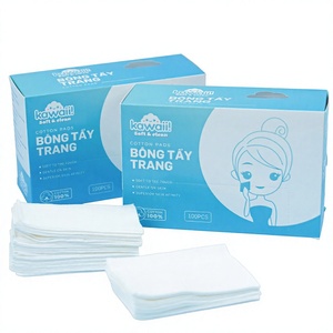 Lingettes démaquillantes jetables douces en pure pâte de bois vierge, sans noyau, en boîte, 100 lingettes 15x10cm, sûres et adorables (Kawaii) - Product Image 1