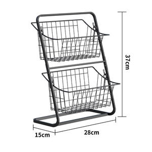 Étagère de rangement murale robuste à double niveau en fer, multifonctionnelle, non pliable, pour la cuisine - Product Image 1