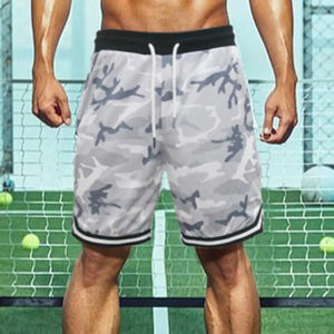 Pantalones cortos deportivos de talla grande para hombre, diseño de camuflaje, cintura con cordón, poliéster, secado rápido, pantalones cortos casuales para hombre. - Product Image 4