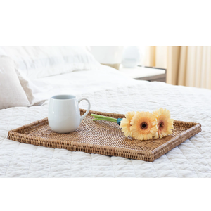 Bandeja de Servir Rústica de Lujo de Ratán, Hecha a Mano, con Asa de Madera Natural, Organizador de Aperitivos y Té, Calidad Premium para Mesa de Comedor en el Hogar - Product Image 5