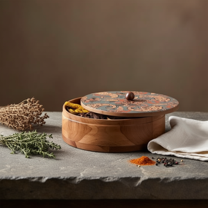 Caja de Almacenamiento de Chapati de Madera Hecha a Mano, Organizador de Especias, Utensilio de Cocina Tradicional para Servir Roti, Contenedor Decorativo - Product Image 3