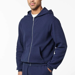 Men's <b>Grey</b> Fleece <b>Zip</b> <b>Up</b> <b>Hoodie</b> Regular Fit Solid Color Casual Sweatshirt with Kangaroo Pocket Wholesale & Factory Prices ODM - Product Image 5