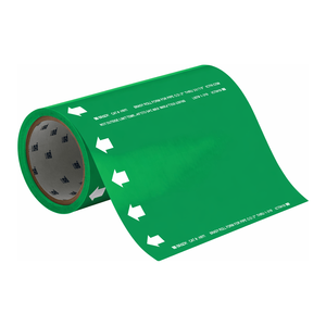 Marcador de Tuberías Flexible Autoadhesivo Blanco sobre Verde con Flecha para Identificación de Tuberías Industriales - Product Image 1