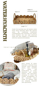 Bandeja rectangular de jacinto de agua con asas. Bandeja para servir en mesas de centro, para uso en salas de estar y hoteles. - Product Image 6