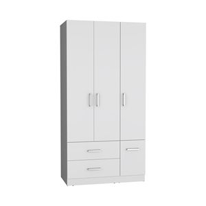 Armadio bianco da 71 pollici con asta a 4 porte 3 armadi 6 ripiani - Product Image 1