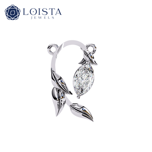 Women's 925 Silver Rhodium Plated Crystal Pendant Necklace Minimalist Plant Design Round Brilliant Cut Claw Setting <b>Box</b> Chain - Product Image 2