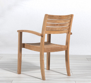 Modern Style Outdoor Teak <b>Dining</b> Chair with Natural Wood Color Finish & Waterproof Fabric for Home Hotel Bedroom & Park Use - Product Image 6