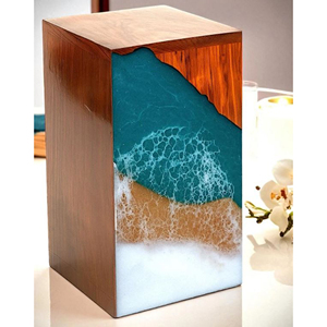 Handcrafted Wooden Cremation Urn with Resin Beach Design, Ocean Waves, and Natural Rosewood urn <b>Memorial</b> <b>Keepsake</b> by AYAANS - Product Image 4