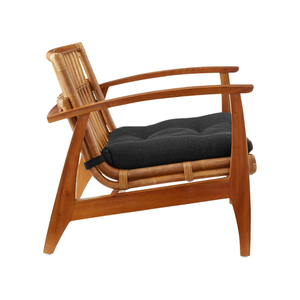 Fauteuil de salon moderne en teck pour intérieur et extérieur, fauteuil de loisirs avec coussin, fauteuil d'appoint en bois fait main - Product Image 2