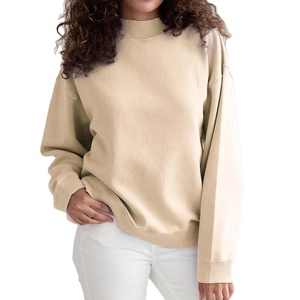 Sudadera Personalizada con Logotipo Frontal para Mujer, Invierno, Otoño, Casual, Holgada, Transpirable, Ligera, 100% Algodón, Cuello Alto Simulado, Manga Larga - Product Image 5