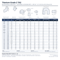 Capuchon de tuyau et embout à souder en titane de grade 2 TA2, conformes aux normes ASME B16.9 / MSS SP-43, pour l'industrie chimique