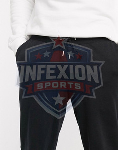 Men's Black Sweatpants <b>Elastic</b> <b>Waist</b> Side Pockets Casual Midweight Cotton Knitted Autumn Wear - Product Image 3