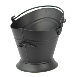 Seau à charbon en métal gris tendance avec poignée, seau à charbon pour la maison, le jardin, accessoires pour cheminée - Product Image 1