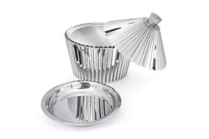 Stainless Steel Chafing Dish Bulk Round Pleated <b>Soup</b> Tureen Catering Buffet Food Warmer with Conical Corrugated Dome Lid - Product Image 2