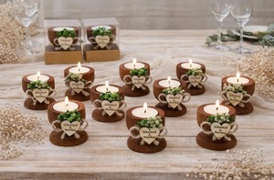 Wood <b>Tea</b> <b>Light</b> Holder Set Round Handmade Candle Holder for Home Decoration - Product Image 4