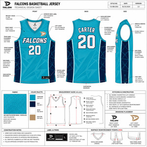 TALON Falcons Jersey Basket Sublimasi Tank Top Penyerap Kelembapan Pria Dewasa Semua Musim Kerah V Tanpa Lengan Cetak Geometris - Product Image 5