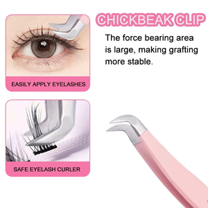 Pince à cils personnalisée en acier inoxydable antistatique, courbée et arrondie, outil professionnel pour extensions de cils 3D - Product Image 4