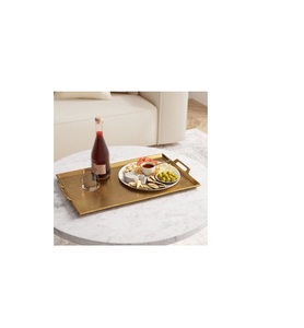 Multipurpose Brass Serving Tray For Dining Room Kitchen And Outdoor Party Serving With Sturdy <b>Side</b> Handles - Product Image 3