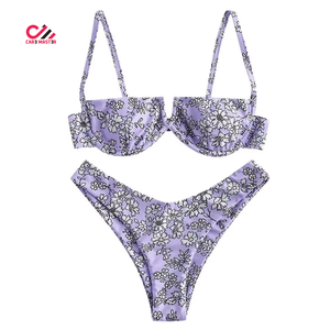 Custom Women's Fashion <b>Bikini</b> <b>Set</b> Two Piece Swimwear Custom Logo Front Eco-Friendly Quick Dry Summer Beach Pool - Product Image 1