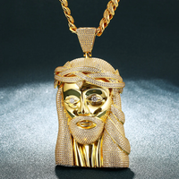 Bijoux Hip Hop glacés grande taille plaqué or 18 carats pendentif Jésus en argent 925 Moissanite diamant pour hommes et femmes