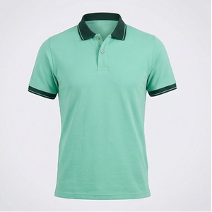 Polo à manches courtes pour homme, vert menthe, en coton tricoté, design uni, respirant, coupe classique - Product Image 1