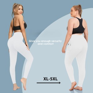 Leggings al por mayor para mujer, tallas grandes, algodón y elastano, cintura alta, hasta la rodilla, informales, para yoga y fitness, transpirables, 180g, OEM ODM personalizados - Product Image 4