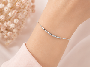 925 Sterling <b>Silver</b> Rhodium Plated CZ Curved Bar <b>Bracelet</b> <b>Adjustable</b> Box Chain Minimalist Diamond-Look <b>Bracelet</b> for Women Fine - Product Image 4
