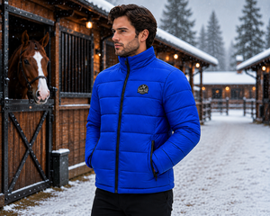 เสื้อเบสเลเยอร์ผู้ชาย Tough Tack สีน้ำเงิน ผ้าโพลีเอสเตอร์น้ำหนักเบา แบบควิลท์ แห้งเร็ว ปิดซิป ทรงหลวม สีพื้น สำหรับกีฬาขี่ม้า - Product Image 3