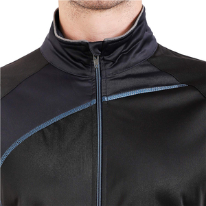 Survêtement sportif noir respirant pour homme, fermeture éclair intégrale, col montant, manches longues, design uni, coupe classique, idéal pour l'automne - Product Image 5