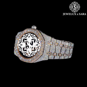 Direct Factory Supply Luxurious Rose Gold <b>Automatic</b> Full VVS Moissanite Diamond Watch Quartz Movement Available for Export Price - Product Image 1