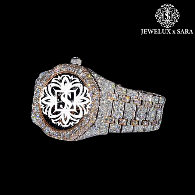 Direct Factory Supply Luxurious Rose Gold Automatic Full VVS Moissanite Diamond Watch Quartz Movement Available for Export Price