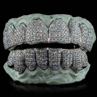 Grillz dentaire en moissanite de qualité supérieure, bijoux hip-hop à l'éclat brillant, disponible à la vente