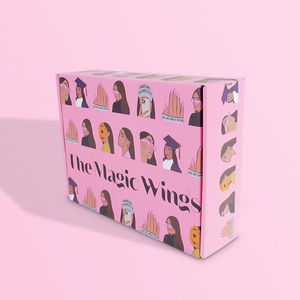 High Quality <b>Pink</b> Corrugated Paper Wig Shipping Boxes Double Design Matt Lamination Embossing Sponge Liner for Gift Packaging - Product Image 1