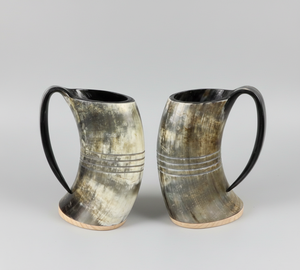 Classic Horn <b>Mug</b> with Thor's Hammer Design Handmade Eco-Friendly Beer Wine <b>Mug</b> <b>Large</b> Capacity Handle - Product Image 6