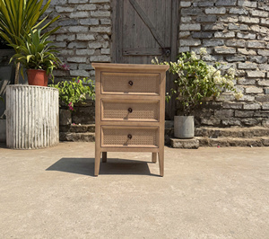 Ensemble de chambre à coucher style campagne française, table à manger rustique en bois massif, chêne du Vietnam, noyer, aulne, acacia, pin, rotin - Product Image 3