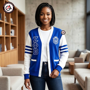 เสื้อคาร์ดิแกนอะคริลิกปักลายถักสำหรับผู้หญิง Zeta Phi Beta Finer |   ZOB Sorority ชุดปักลายสไตล์วินเทจสำหรับสุภาพสตรี - Product Image 4