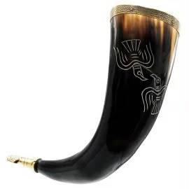 Corne à boire artisanale de luxe en corne de buffle écologique avec sangle en cuir par FAIZA CRAFT à prix abordable - Product Image 6