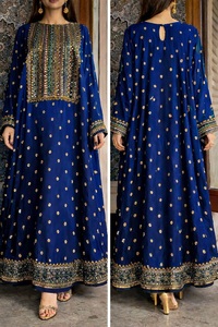 Vestido de Novia Clásico de Gala para Mujer, Maxi Vestido de Seda Tafetán con Cuello Redondo, Cintura Princesa, Ajuste Holgado, Estampado Floral, Lujo Étnico - Product Image 4