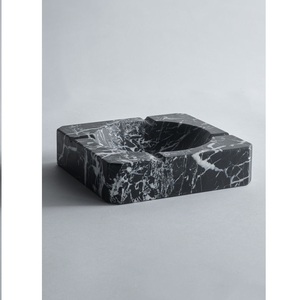 Cenicero Portátil Moderno de Mármol Negro con Ranuras y Recipiente Circular, Decoración de Lujo para el Hogar, Bar y Restaurante - Product Image 3