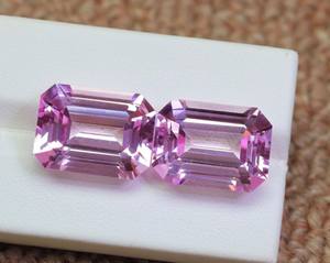 Saphir rose taille émeraude 10x8mm - Pierres précieuses de qualité supérieure en saphir rose créé en laboratoire - Pierre synthétique taillée pour elle - Product Image 1