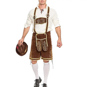 Costumes d'affaires bavarois pour hommes, shorts traditionnels Oktoberfest Trachten en velours gaufré marron, tenue de festival, grandes tailles adultes - Product Image 5