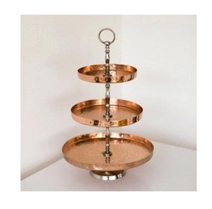 Support à gâteau en cuivre à trois niveaux, fait main, plateau de service multi-étages pour la présentation de desserts, support à gâteau pour la décoration de la maison - Product Image 1