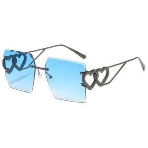 Nuevas Gafas de Sol Unisex Grandes Sin Montura Cuadradas de Lujo, Moda, Personalidad, Marca de Diseñador, Degradado Azul Gris Marrón, Protección UV400, Metal - Product Image 5