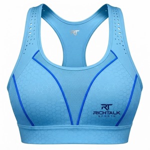 Women's Racerback <b>Brassiere</b> High Support Quick Dry Breathable Mesh Contrast Stitch Scoop Neck Yoga Sports Bra - Product Image 4