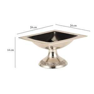 Urban Luxe Classic <b>Square</b> Metal Bowl With Black Interior And Greek <b>Key</b> Design Polished Finish For Party Food Serving - Product Image 3