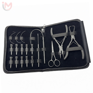 Kit d'outils professionnels pour extensions de cheveux de salon avec pince à sertir les perles à 2 trous, ciseaux en acier inoxydable et anneau de sectionnement - Product Image 4