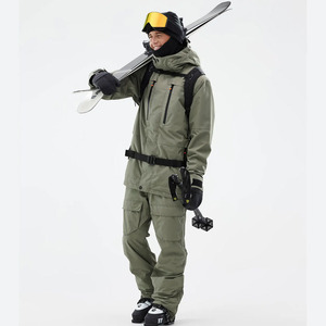 Combinaison de ski et snowboard homme personnalisée 2026, vertâtre, imperméable, à capuche, avec fermeture éclair, imprimée, pour l'extérieur - Product Image 1